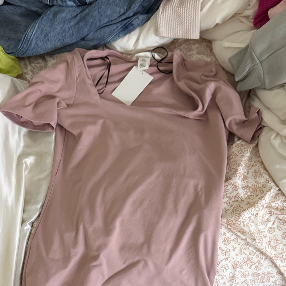 H&M Blue Fitted Short Sleeve T-Shirt